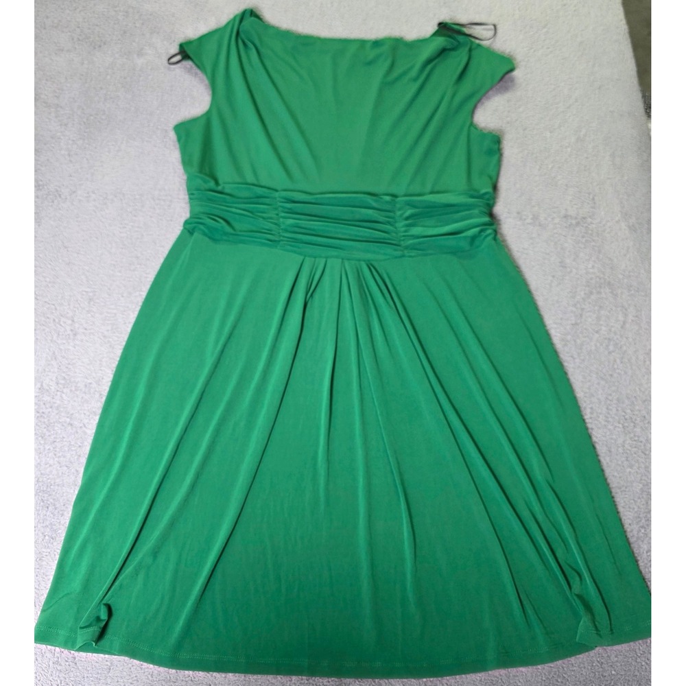 AA Studio Womens 20W Dress Green Ruched Waist Cowl Neck Sleeveless Knee Length